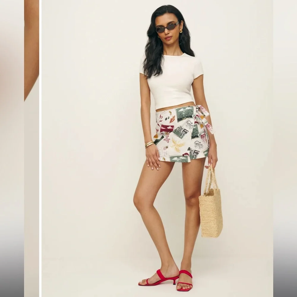 Reformation Eva Linen Skort Ivory - Size 6 - Picture 4 of 11